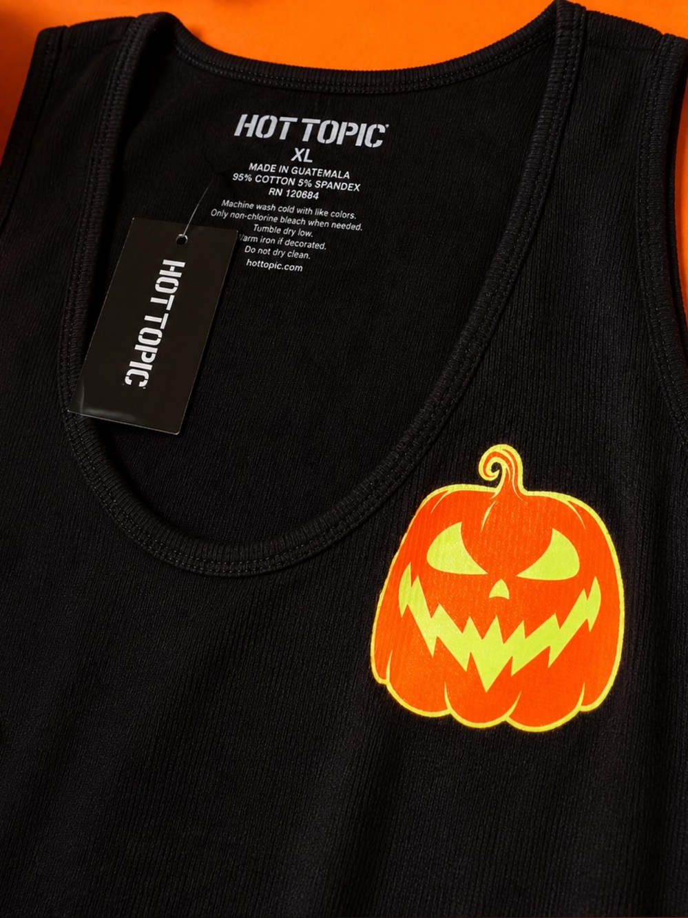 Hot Topic Glow In The Dark Pumpkin Crop Tank Top XL Halloween - Picture 3 of 7